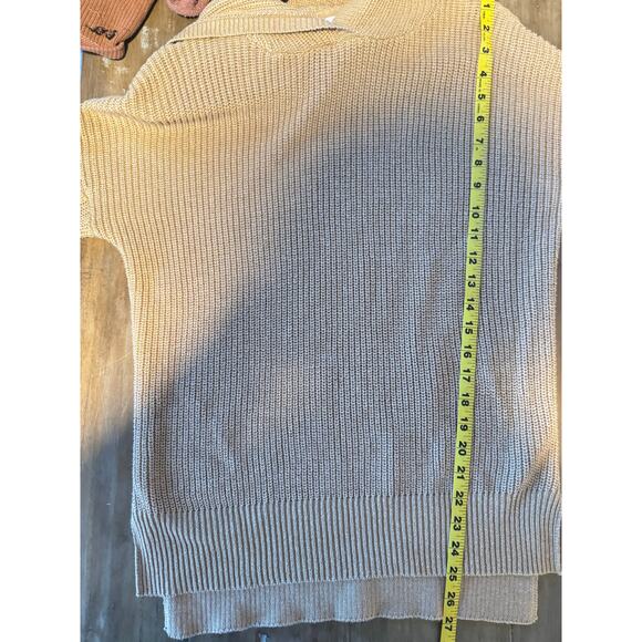 Cynthia Rowley WOmens Tan Hooded Pullover Sweater Preppy Normcore SIZE M - Picture 6 of 7